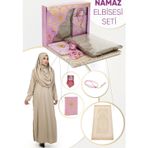 ihvan online Pratik Başörtülü Tek Parça Namaz Elbisesi ve Seccade Seti Pembe