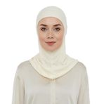 İhvan Online Pratik Boyunluklu Tesettür Hijab Bone Krem