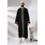İhvan Online Siyah Erkek Namaz Elbisesi Desen İşlemeli Hakim Yaka İmam Cübbesi Siyah 2