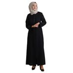 İhvan Online Siyah Kolları Kristal Taşlı Fermuarlı Tesettür Ferace Siyah 44