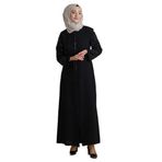 İhvan Online Siyah Kolları Kristal Taşlı Fermuarlı Tesettür Ferace Siyah 54