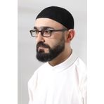 ihvan online Siyah Safir Dantel Detaylı Örme Namaz Takkesi
