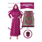 İhvan Online Tek Parça Namaz Elbisesi - Fuşya- 5015 ve Seccade ve Zikirmatik - Üçlü Takım Fuşya 46-52