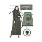 ihvan online Tek Parça Namaz Elbisesi - Haki - 5015 & Seccade & Zikirmatik - Üçlü Takım