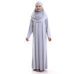 ihvan online Tek Parça Pratik Başörtülü Robalı Namaz Elbisesi - 8015 (Gri)