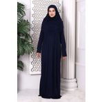 ihvan online Tek Parça Pratik Başörtülü Robalı Namaz Elbisesi - 8015 (Lacivert)