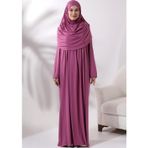 ihvan online Tek Parça Pratik Başörtülü Robalı Namaz Elbisesi - 8015 (Pembe)