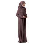 İhvan Online Tek Parça Pratik Başörtülü Robalı Namaz Elbisesi 8015 Sütlü Kahve Sütlü Kahve Standart