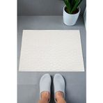 İhvan Online Tuğla Desenli 2li Ayak Havlusu - 50x70 cm - Su Emici Banyo Paspası Seti - Beyaz