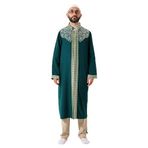 İhvan Online Yeşil Hakim Yaka Erkek Namaz Elbisesi Şerit Nakış İşlemeli İmam Cübbesi Yeşil 2