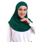 İhvan Online Zümrüt Yeşili Yetişkin Boneli Tesettür Hazır Pratik Eşarp Zümrüt Yeşili Standart