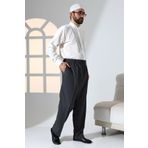 ihvanonline Erkek Rahat Kesim Beli Lastikli Cepli Hac ve Umre Kumaş Şalvar Pantolon - Füme (İSR)