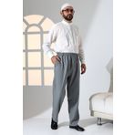 ihvanonline Erkek Rahat Kesim Beli Lastikli Cepli Hac ve Umre Kumaş Şalvar Pantolon - Gri (KRK)