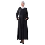 İhvanonline Füme Medine İpeği Bileği Lastikli Gizli Fermuarlı Beli Kemerli Tesettür Gri Ferace