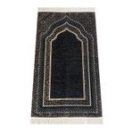 İhvanonline Mihrap Desenli Astarlı Siyah Şönil Seccade