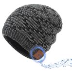iJiZuo Bluetooth erkek beresi, Bluetooth 5.0, kış müzik örgü bere, üniseks USB kışlık bere, kulaklıklı, koşu, bisiklet, kayak, koşu için, Gri, M