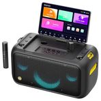 Ikarao Yetişkinler için Karaoke Makinesi - Şarkı Sözü Ekranlı, Dahili 13.3 inç Karaoke Ekranı, Hepsi Bir Arada Taşınabilir Karaoke Makinesi, 2 Gizli Kendinden Şarjlı Kablosuz Mikrofon, Gecikme