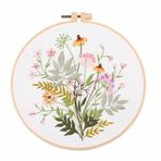 ikasus Yeni Başlayanlar için Nakış Seti, Yetişkinler için Kumaş Kanaviçe Kitleri, Çiçek Desenli Kendin Yap Nakış Başlangıç Kitleri, 20CM Nakış Çemberleri, Desen, İplikler ve İğneler Tip 3