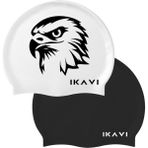 Ikavi Siyah-Beyaz 2'li Kartal Baskılı Silikon Deniz ve Havuz Bonesi - Siyah - Beyaz - Standart