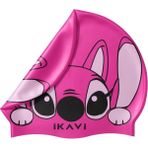 Ikavi Stitch Angel Baskılı Pembe Silikon Yüzücü Bonesi – Havuz ve Deniz Kullanımına Uygun, 75 Gram Premium Silikon, Uzun Saçlar Için Rahat Kalıp, Çocuk ve Yetişkin Uyumlu - Standart