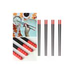 IKEA 1170594125 Fössta 4 Çift Kırmızı Siyah Yıkanabilir Sushi Chopstıck Japon Çin Yemek Çubuğu Uzunluk: 24 Cm