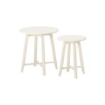 IKEA 2 Li Takım Yan Sehpa Seti Beyaz Renk Yuvarlak Servis-salon Sehpa