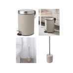IKEA 2'li Banyo Seti - Banyo Çöp Kutusu / Kovası 3 lt ve Tuvalet Fırçası 38cm - Bej