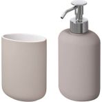 IKEA 2'li Banyo Seti Ekoln Sıvı Sabunluk Diş Fırçalık Bej Renk Stoneware - Tek Ebat