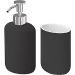 IKEA 2'li Banyo Seti Ekoln Sıvı Sabunluk Diş Fırçalık Koyu Gri Renk Stoneware - Tek Ebat
