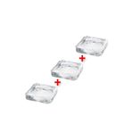 IKEA 3 Adet Blok Mum Ve Tabağı 10x10x1,5 Cm 3'lü Set Şeffaf Cam Mumluk Mum Altlığı