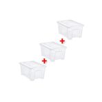 IKEA 3 Adet Kapaklı Saklama Kutusu 28x20x14 Cm İkea 3'lü Set Şeffaf Düzenleyici Kutu Düzenleme