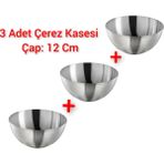 IKEA 3 Adet Mini Çerez Kasesi 12X6 cm Ikea 3'lü Set Metal Kase Paslanmaz Çelik Çerezlik Hacim 0.5 Litre