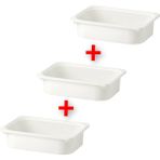 IKEA 3 Adet Plastik Oyuncak Saklama Kutusu 42 x 30 x 10 cm 3'lü Set Düzenleme Kutusu Beyaz Renk