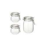 IKEA 3 Adet Saklama Kavanozu (1 Adet 1 litre ve 2 Adet 0.5 Litre) İkea 3'lü Cam Kavanoz Sızdırmaz Kapak