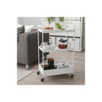IKEA 3 Katlı Servis Arabası, Beyaz, 50.5x30x83 cm, Çelik, Tekerlekli Düzenleyici Raf Ünitesi