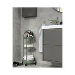 IKEA 3 Katlı Tekerlekli Servis Arabası 36x36x86 cm Kulplu Servis Plastik Banyo Rafı