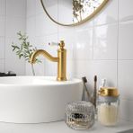 IKEA 3 Lü Banyo Sabunluk Seti Sılvtjärn Gold Renk-Cam Meridyendukkan Sıvı Sabunluk-Diş Fırçalık-Cam Kutu - 350 ml
