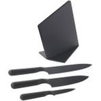 IKEA 3 Lü Bıçak Set Standlı Siyah Renk Meridyendukkan Paslanmaz Çelik 3 Lü Mutfak Bıçak Seti