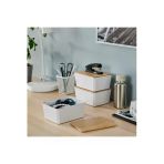IKEA 3 lü Kutu Seti Bambu Kapaklı 3 Adet Kutu Beyaz 13x18x8 cm