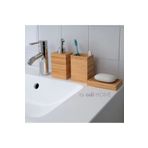 IKEA 3'lü Bambu Banyo Seti - Sıvı Sabunluk, Diş Fırçalık, Katı Sabunluk