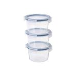 IKEA 3Lü Plastik Yuvarlak Vakumlu Saklama Kapları 750 ml 3 lü Gri-Mavi Saklama Kutusu