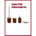 IKEA 4 Lü Banyo Seti Kahverengi Ekoln Banyo Seti, Sıvı Sabunluk, Diş Fırçalık, Katı Sabunluk, Tuvalet Fırçası Stoneware - Tek Ebat
