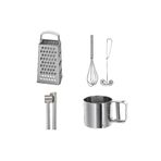 IKEA 4 Lü Set, Idealısk Rende 2'li Çırpıcı Seti Frk Koncıs Çelik Sarımsak Ezici Un Eleği Kontef