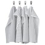 IKEA 4Lü Mutfak El Havlusu Beyaz-Gri Pamuk 45x60 cm 4Adet Kurulama Bezi