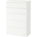 IKEA 5 Çekmeceli Şifonyer Kullen Beyaz Renk 70x112 cm Modern Tasarım Fonksiyonel Depolama