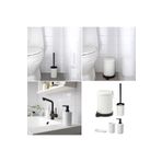 IKEA 5'li Banyo Seti Çöp Kovası Diş Fırçalık Sabunluk Tuvalet Fırçası Beyaz Galvaniz Çelik ve Plastik