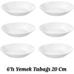IKEA 6 Adet Çukur Yemek Tabağı Çap 20 cm 6'lı Tabak Seti Beyaz Renk