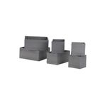 IKEA 6 Parça Düzenleyici Kutu Seti, Koyu Gri 14x14x13 Cm, 28x14x13 Cm 28x28x13 Cm, Her Birinden 2 Adet