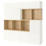 IKEA 69612088 Besta Kombinasyon Ağartılmış Meşe Görünümlü Beyaz Dolap