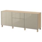 IKEA 99412714 Besta Ağartılmış Meşe Görünümlü Parlak Cila Bej Dolap Kombinasyonu